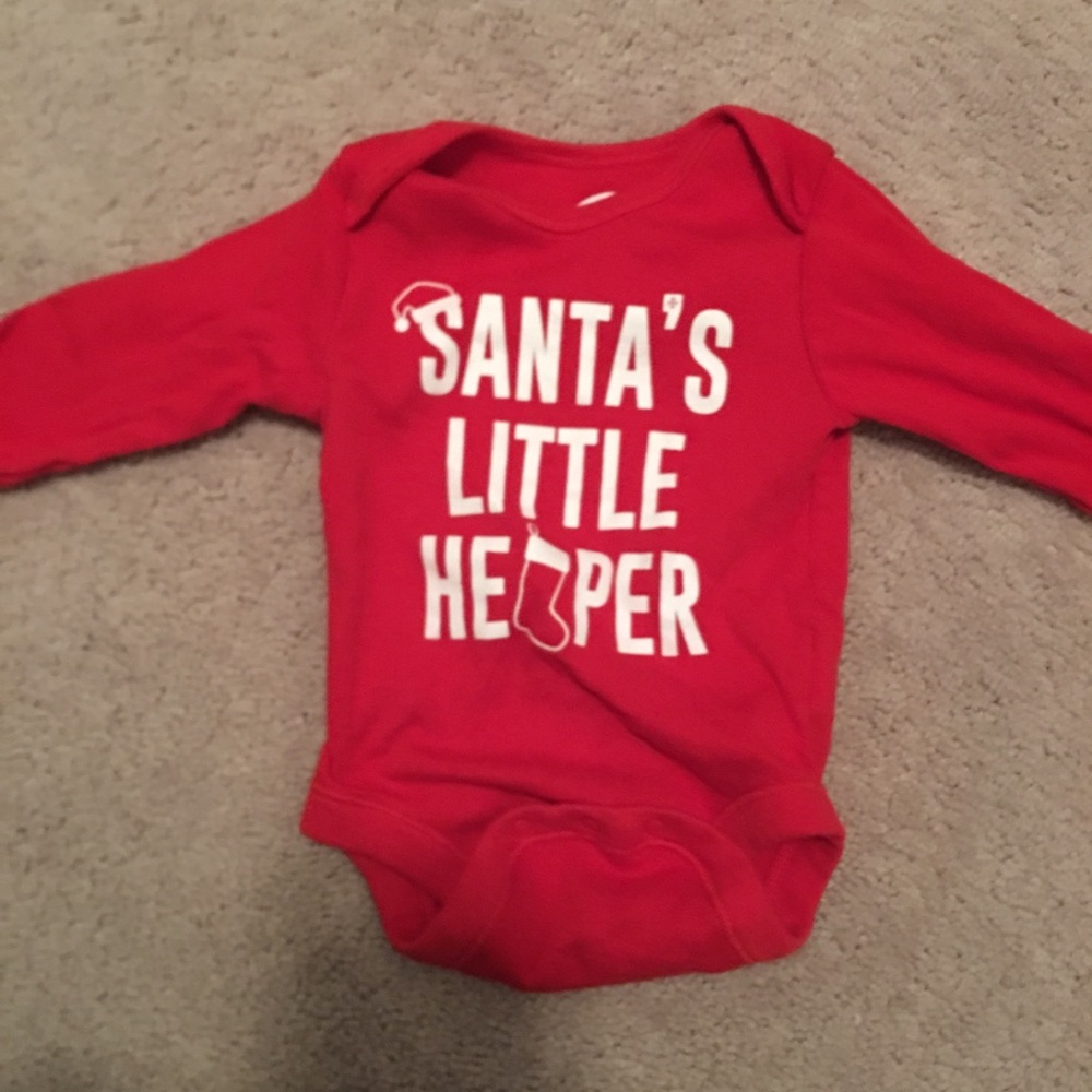 Santa’s little helper 3 month onsie